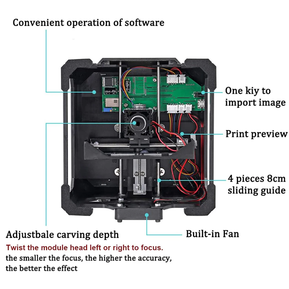 3000mw laser engraving machine mini desktop printer working area 80mmx80mm33 in for diy logo cnc engraver marking wood router free global shipping