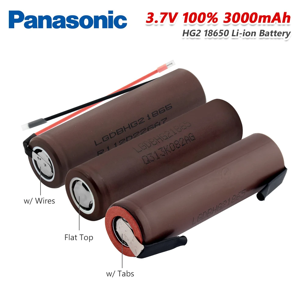 Panasonic 18650 батарея перезаряжаемая Высокая дренажная 3000mAh 3 7 V плоская верхняя часть