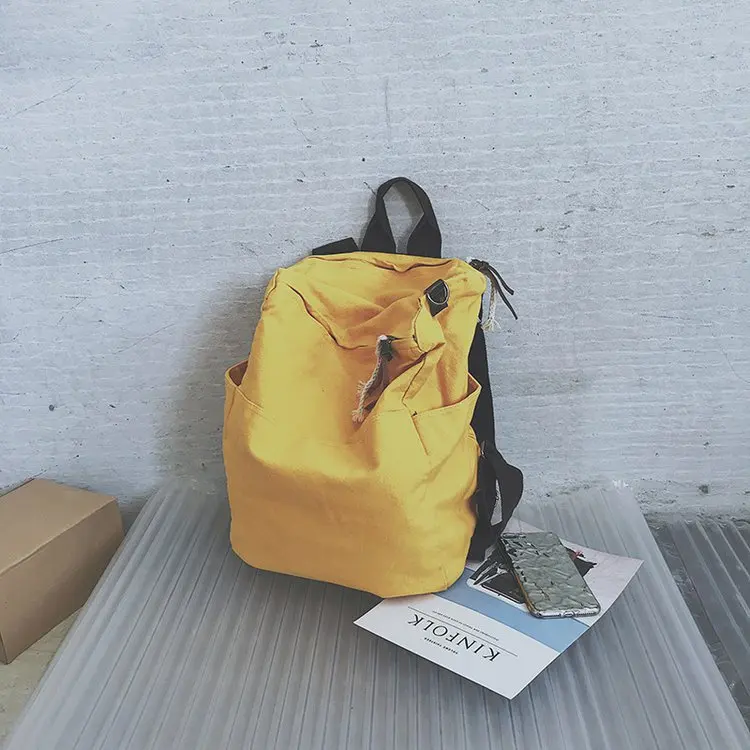 

College style literature and art sweet girl student schoolbag versatile simple solid color large capacity backpack
