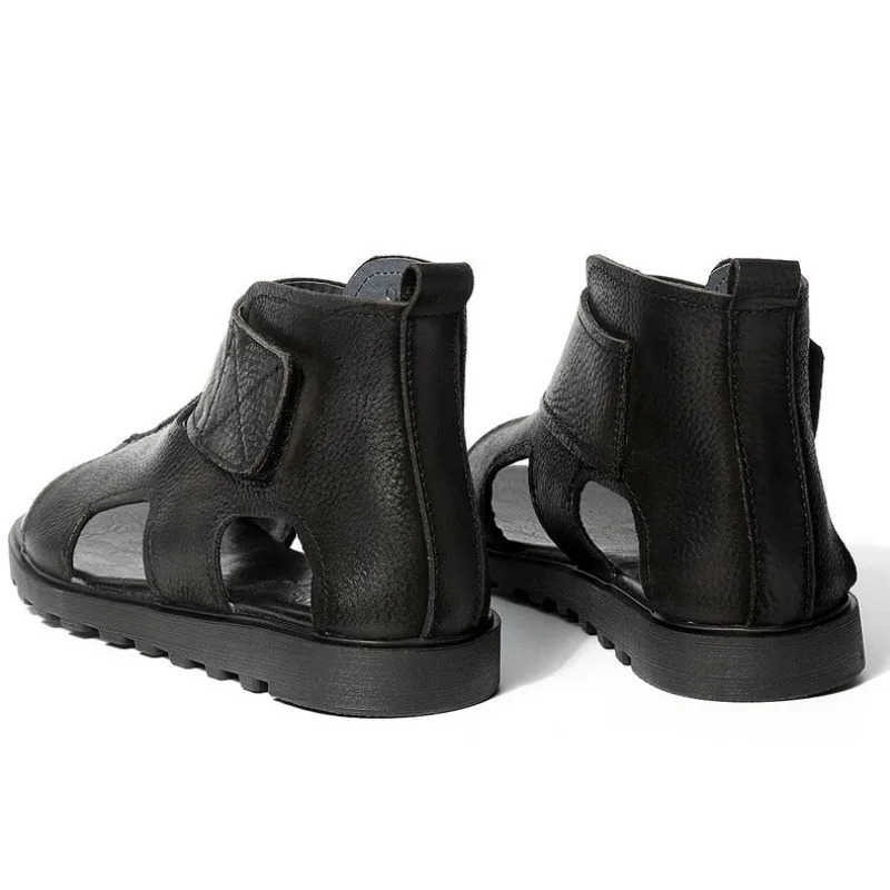 Сандалии мужские из натуральной кожи брендовые винтажные дышащие босоножки с