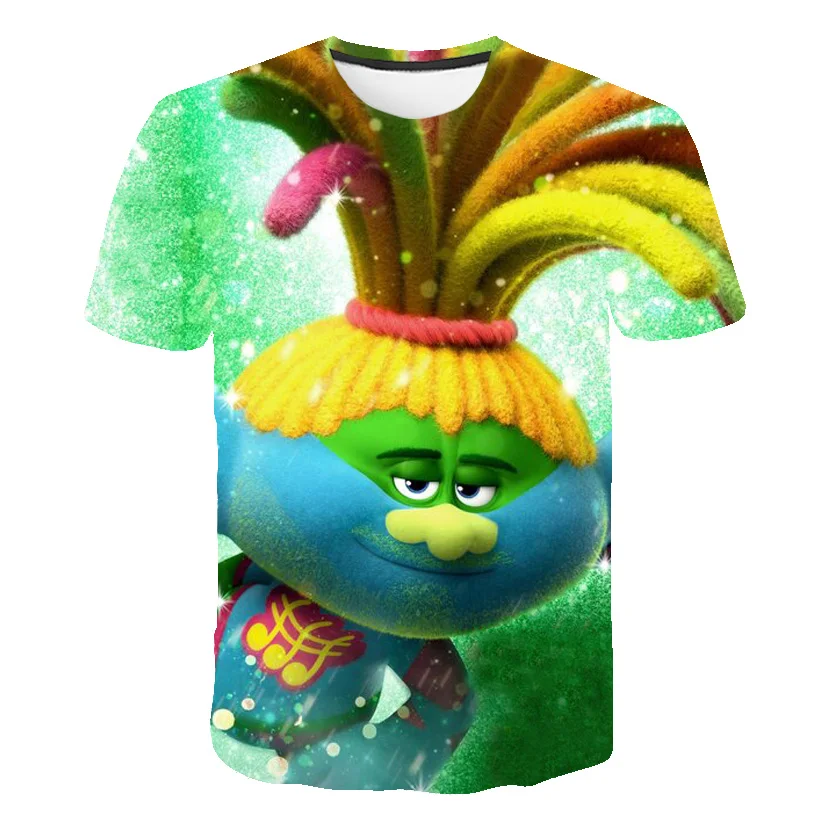 

2021 Summer Children Funny Trolls Short Sleeve Japanese Anime tshirt Boys Girl Birthday Party Cute tshirts Clothing Cute Tees
