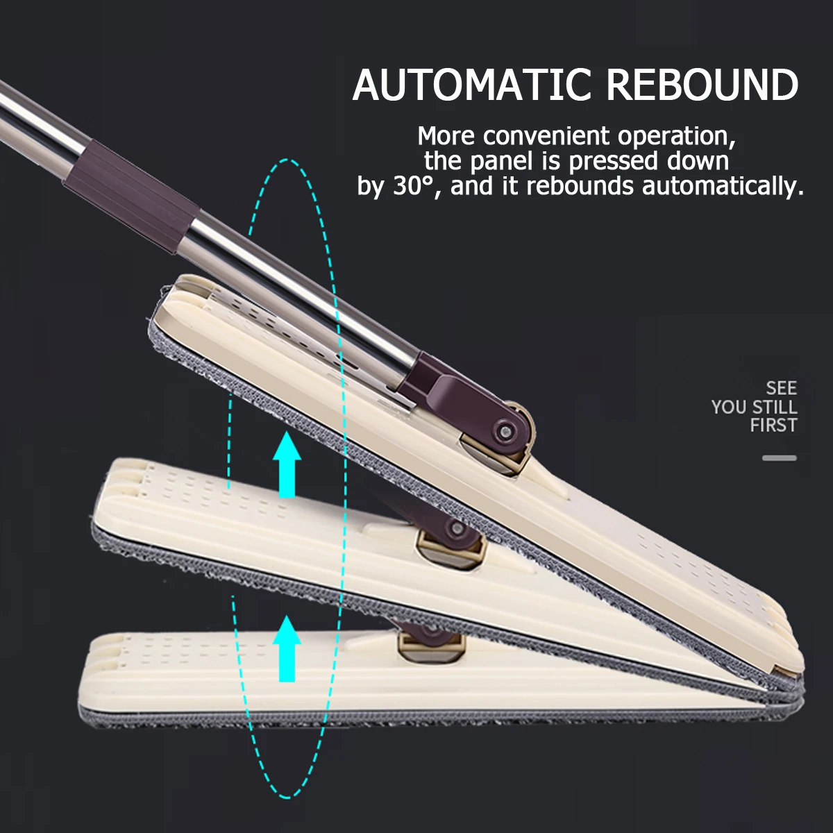 Швабра Meigar для сухой и влажной уборки поворот на 360 градусов плоская без рук
