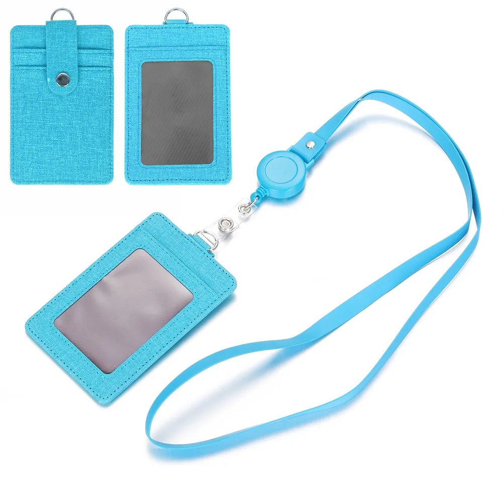 Light blue Новое поступление 1 шт. высококачественная искусственная кожа Название лента-держатель для бейджей с выдвижным значком шнурок с Id держателем - Цвет: Light blue