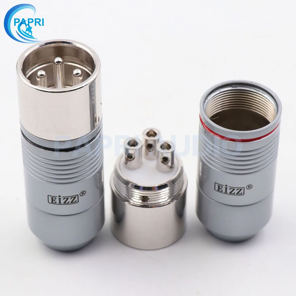 EIZZ 2 шт. Tellurium медь 3 булавки Мужской Женский XLR разъем MIC змея 24 К золото Платиновое покрытие аудио усилитель микрофонный кабель Jack