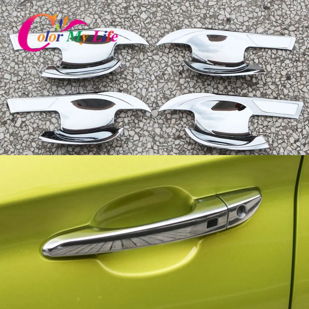 

Color My Life 4Pcs/Set Car Accessories for Hyundai Kona Kauai 2017 - 2021 Outer Door Handle Bowl Protecion Cover Sequins Trim