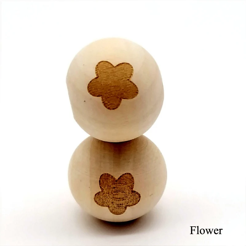 Flower 20 шт Круглые деревянные бусины подходят для браслета ожерелье DIY ювелирных изделий забота Пентакль смайлик ожерелье аксессуар - Цвет: Flower
