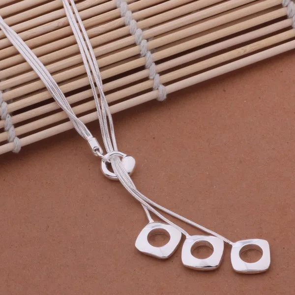 

Fashion Elegant Ladies Necklace N925 Hollow Square Pendant Long Necklace Mulit Chain - Plated Jewelry Loving Gift AN441-1