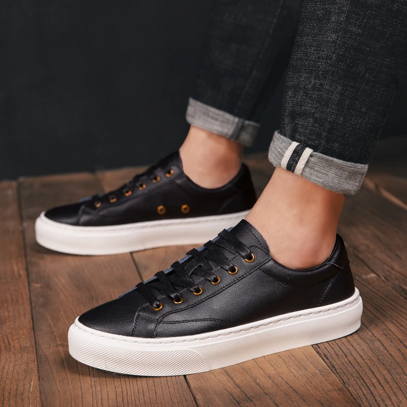 

Men Casual Shoes Cow Genuine Leather Luxury Trainers Summer Loafers Flats Shoes Designer Low Top Sneakers