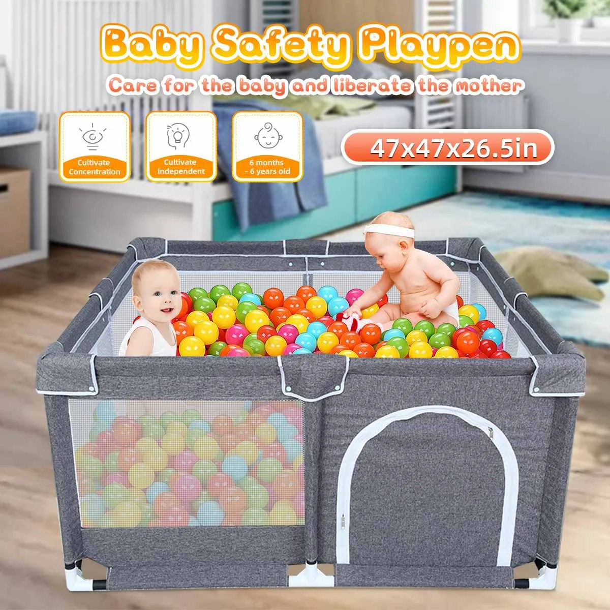 Breathable Linen Baby Playpen for Children Baby Playground with Foam Protector with Ocean Ball Pool Indoor Baby Safety Fence New