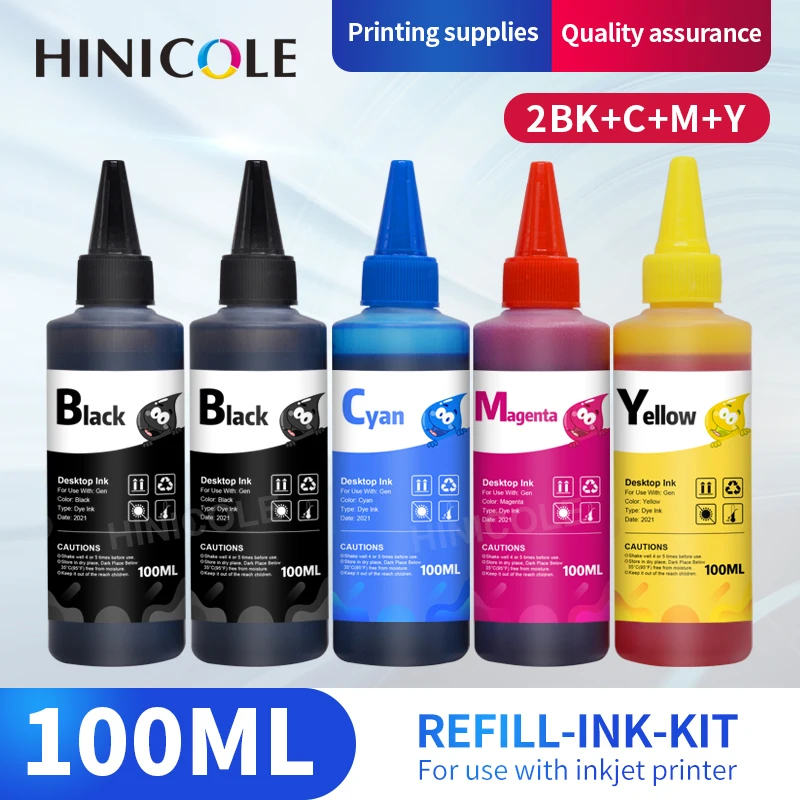 HINICOLE 100ML Universal Refill Ink kit for Epson for Canon for HP for Brother Inkjet Printer CISS Cartridge Printer Ink