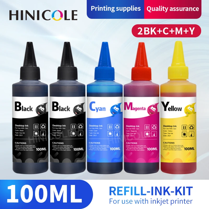 HINICOLE 100 мл универсальные чернила комплект для Epson Canon HP брата струйный принтер