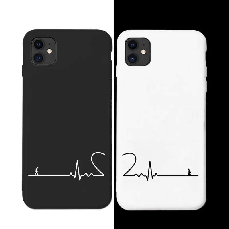 Electrocardiogram with love Couple ECG Phone Case For iPhone 12 11 13 Pro Max X Xs max Xr 6S 7 8 Plus SE 2020 Silicone Cover