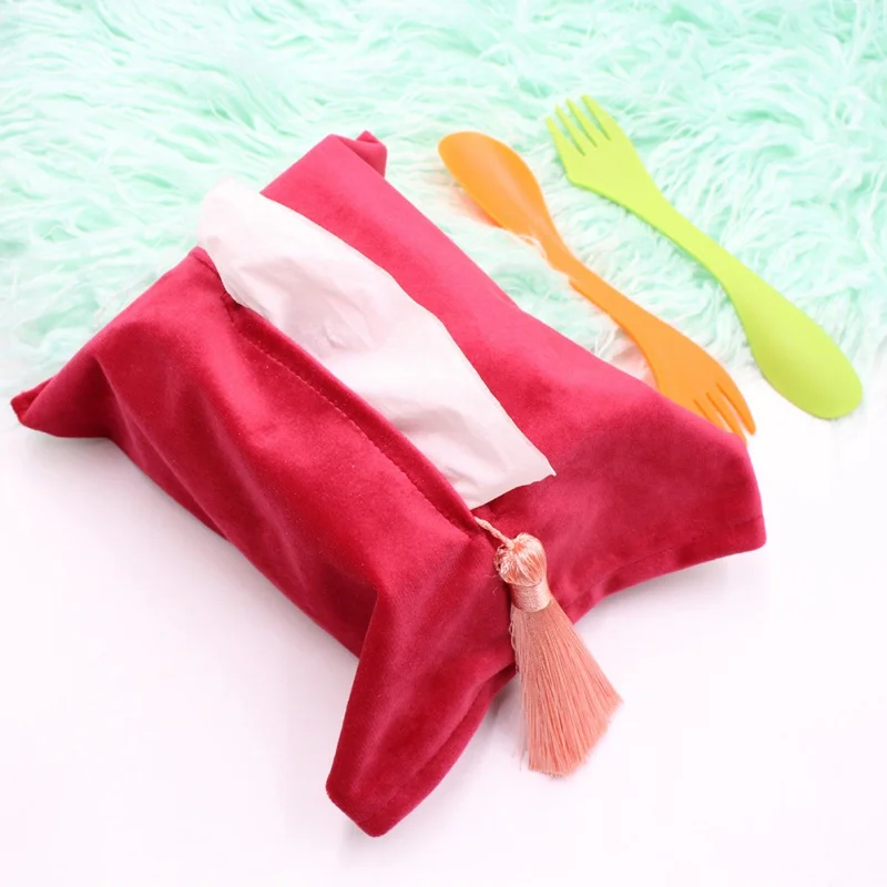 Бархатная коробка для салфеток домашняя простая однотонная | Дом и сад