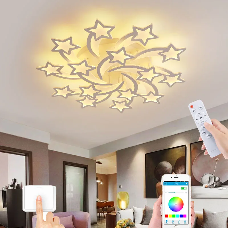 

Modern fashion acrylic wrought iron craft lighting chandelier bedroom study hall intelligent remote control ceiling lamp