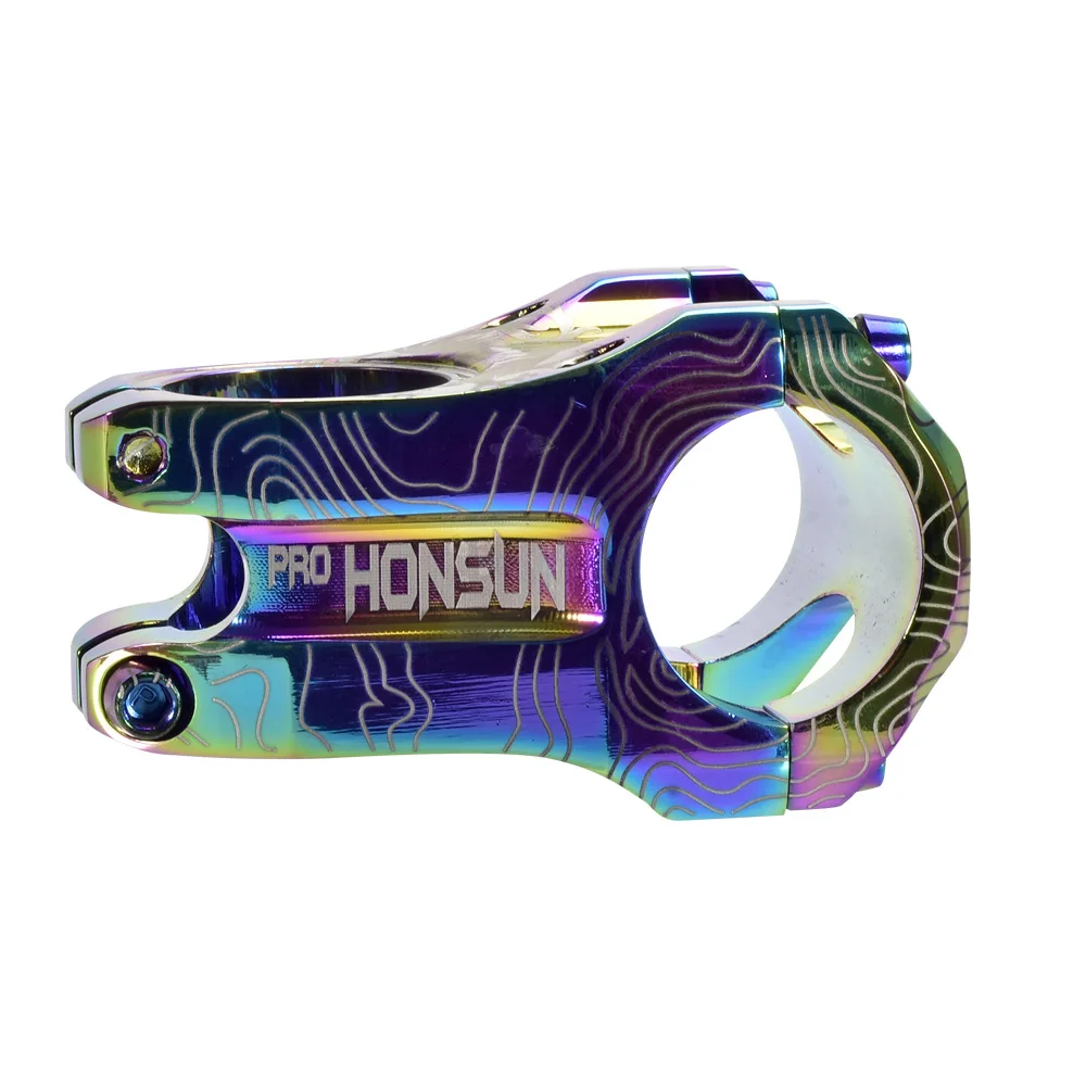

XC AM MTB Bike Colorful Stem CNC Bicycle Short Stem 0 Degree Mountain Road Bike Handlebar Stem 31.8*45mm Rainbow Stem