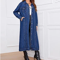 womens jeans jacket fashion trend elegant solid color long sleeved slim x l long denim jacket windbreaker 2021 new spring