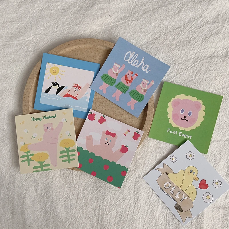 9 листов декоративная открытка SIXONE с рисунком медведя|Канцелярские наклейки| |