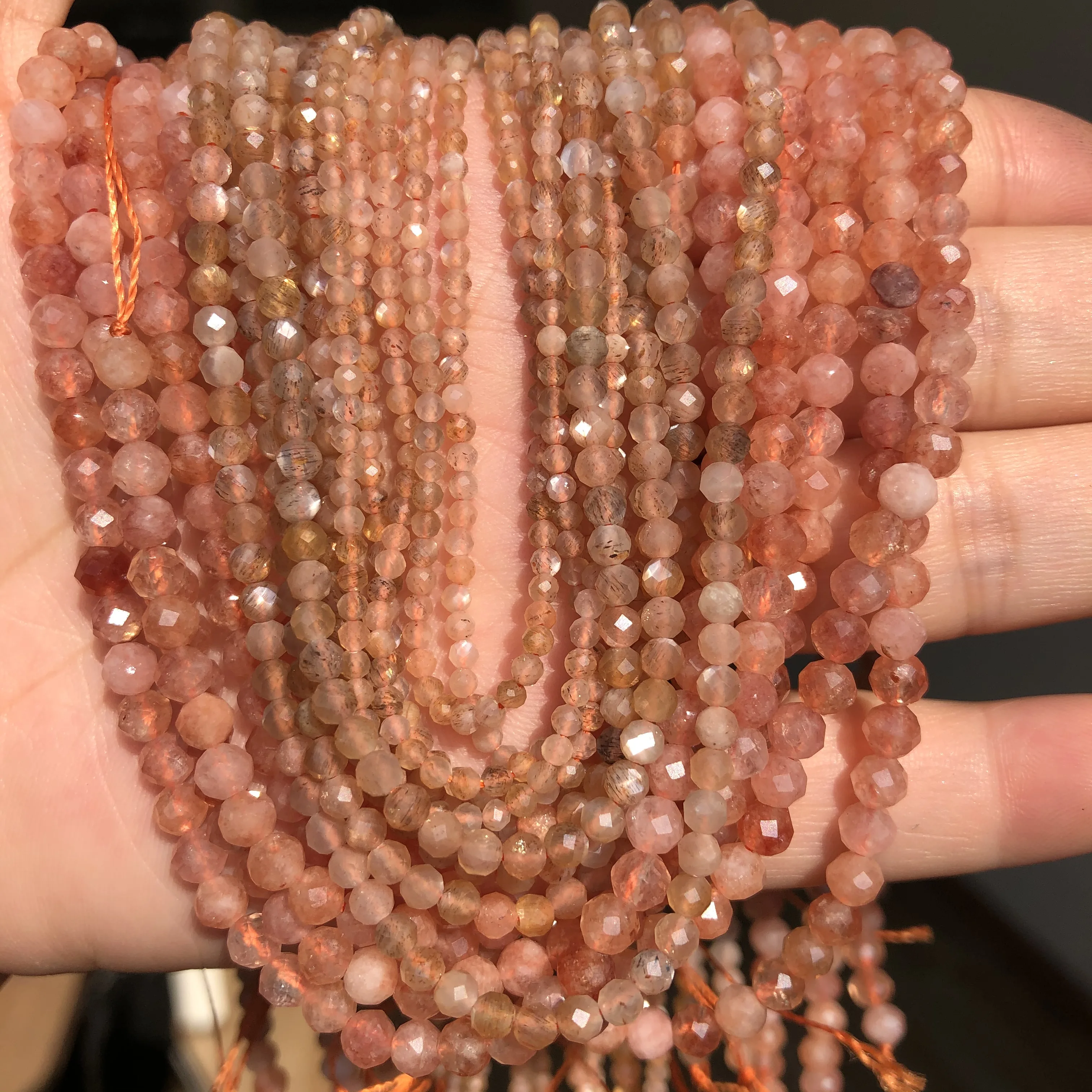 

2/3/4mm High Quality Natural Sunstone Loose Rondelle Beads For Jewelry Making Diy Needlework Spacer Faceted Bracelet Necklace