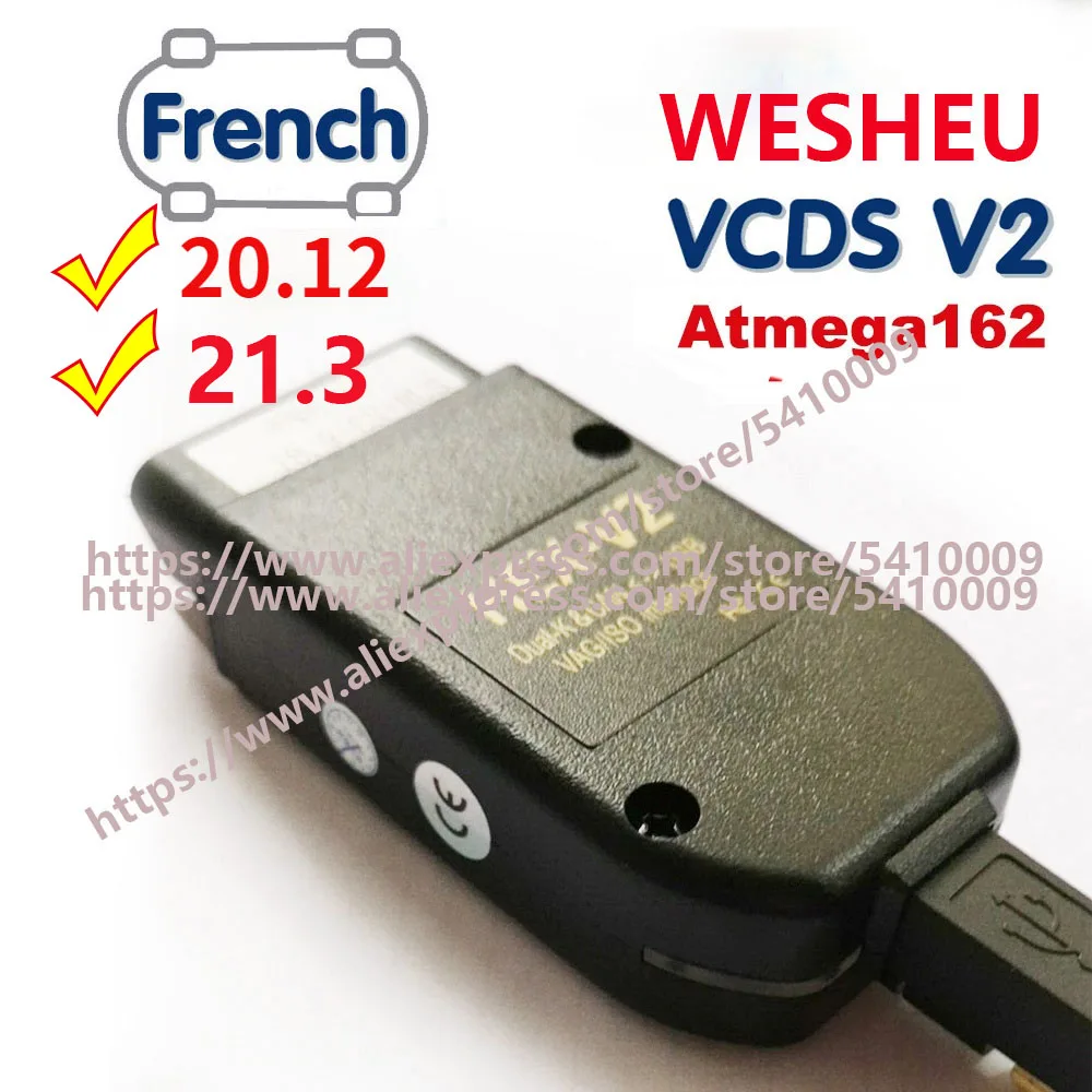 2021 WESHEU VCDS V2 Super COM 21 3 HEX 20 12 интерфейс для VW AUDI Skoda Seat VAG 4 Английский Французский ATMEGA162
