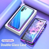magnetic 360 full case for huawei p40 pro mate 30 pro front back double glass metal shell cover huawei p20 lite mate 30 pro case