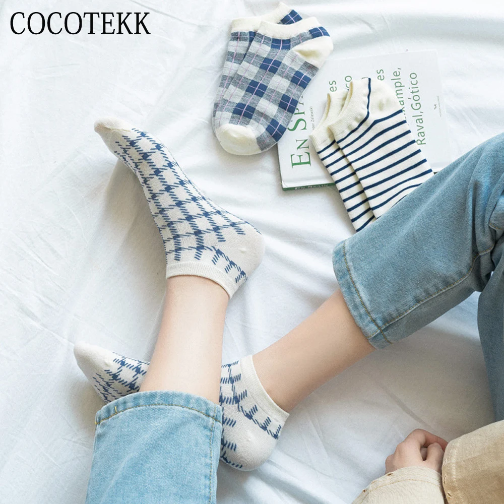 

2021 New Fashion Checked Striped Women Socks Cotton Casual Spring Autumn Street Popular Campus Fresh Style Socks Gifts Drop ship