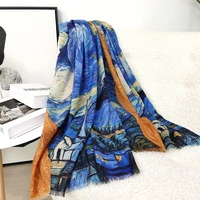 van gogh print 100 pure pashmina stoles for women blanket scarf blanket shawls cashmere scarf double sided printing