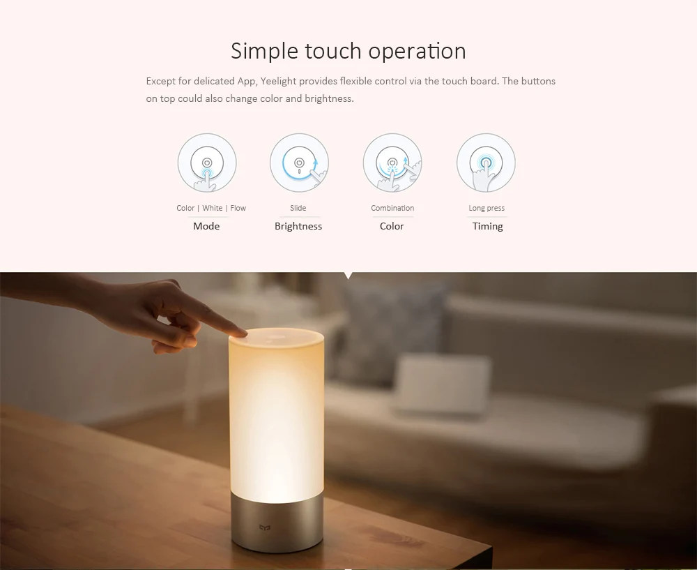 Xiaomi Mijia светодиодный прикроватный светильник 16 миллионов цветов, умный сценический Настольный светильник, Wi-Fi, Bluetooth, подключение, приложение, дистанционное управление