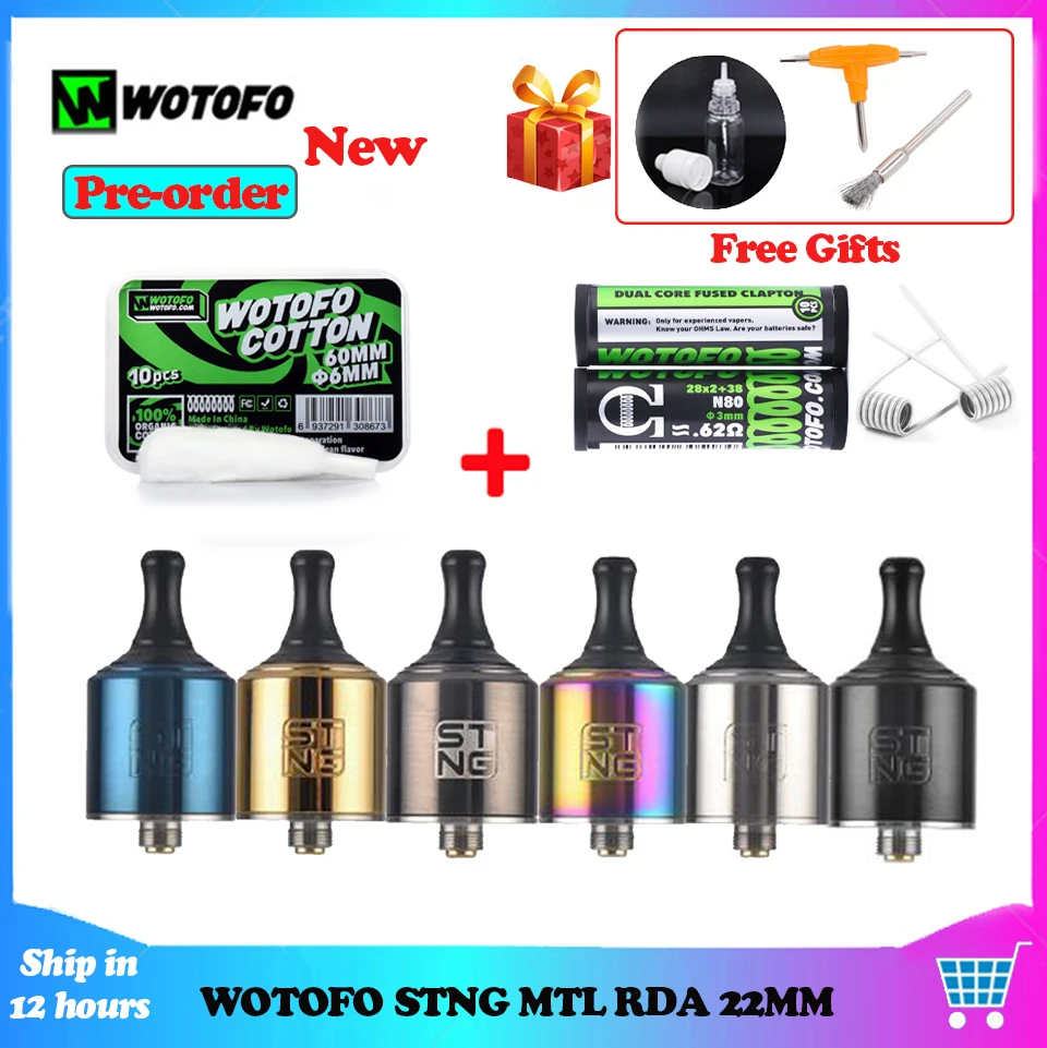 Wotofo Stng MTL RDA бак атомайзера 22 мм 5 30 Вт с одной катушкой 0 4 1.8ohm Vape танк 10 шт. хлопок и