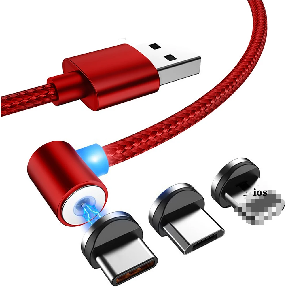 Магнитный зарядный кабель Micro usb type C 8 Pin для USB шнура мобильного телефона 90