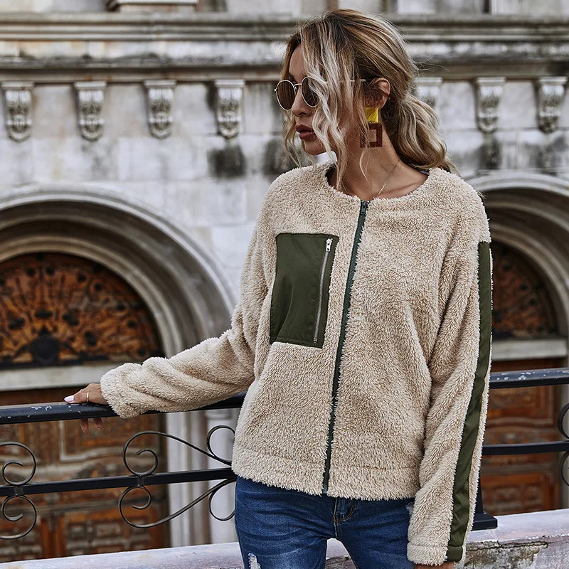 Абрикосового цвета на молнии со шнуровкой меху карман толстовка с круглым