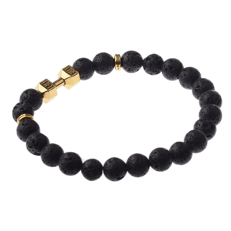 Классический эластичный браслет из гантели с бусинами для мужчин Винтажный