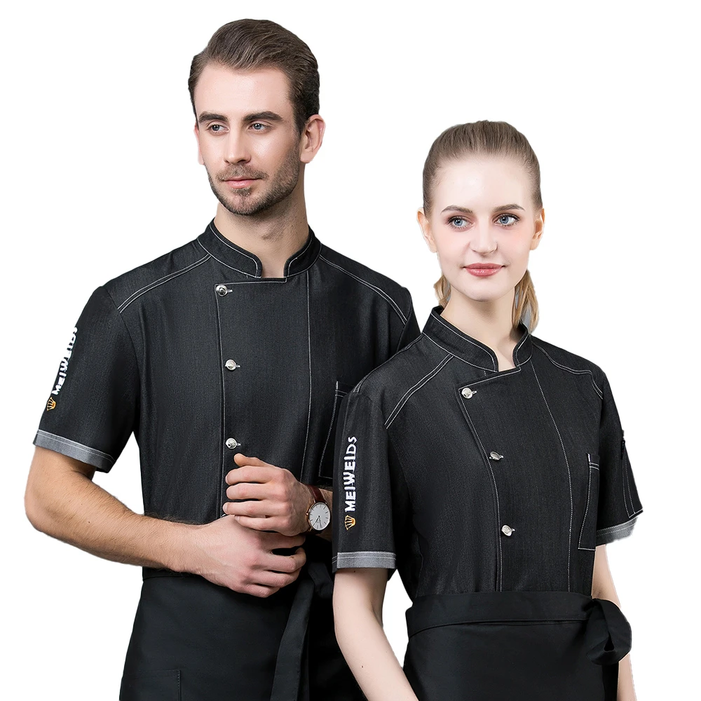 Джинсовая куртка для шеф повара верхняя одежда с коротким рукавом кухни