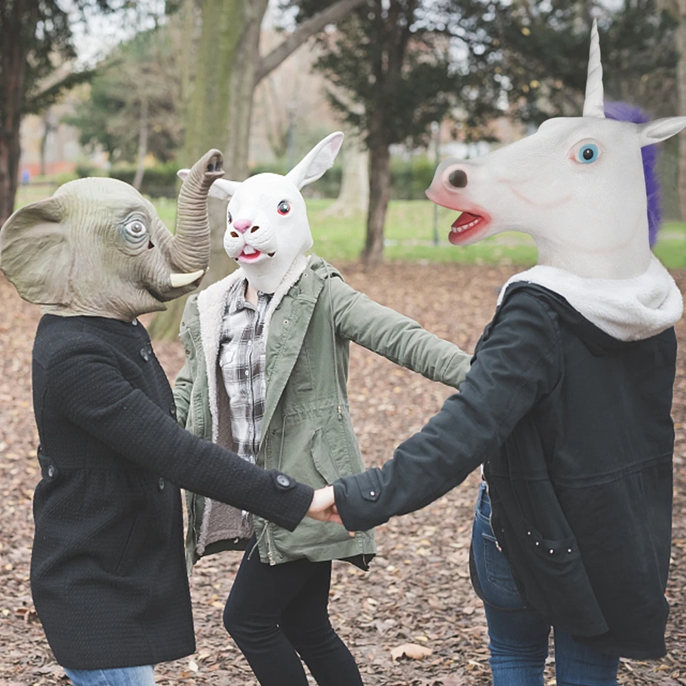 Маска единорога Molezu с пурпурными волосами на все лицо лошадью Хэллоуин новинка