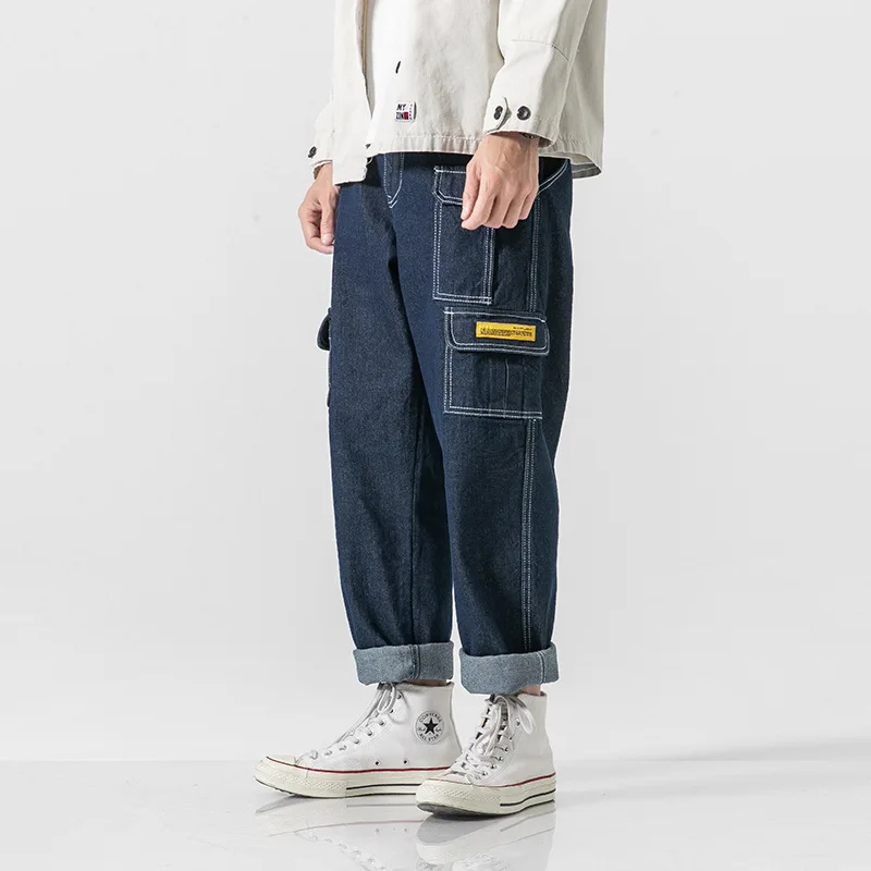 

19 autumn new men's jeans loose straight tube used casual overalls high quality men's pants