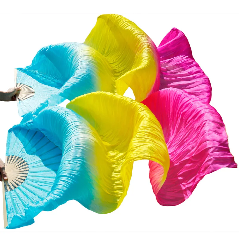 Женская шелковая Фата для танца живота цветная выступлений танцевальных 2 шт.