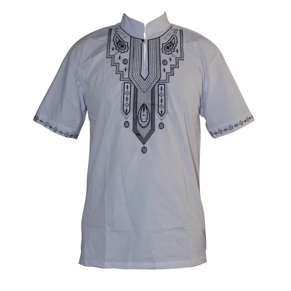 Embroidery Slim Hippie Dashiki Muslim T-Shirts Short Sleeve Ankara Design Traditional African Clothing Wholesale рубашка мужская