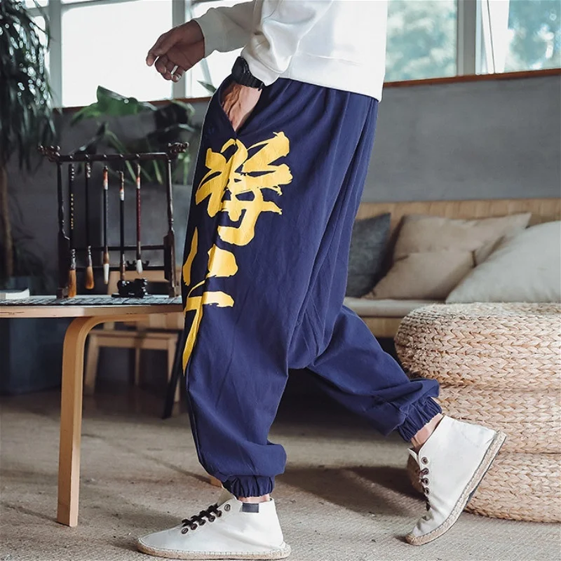 Шаровары мужские с шаговым швом повседневные штаны в стиле хип-хоп униформа