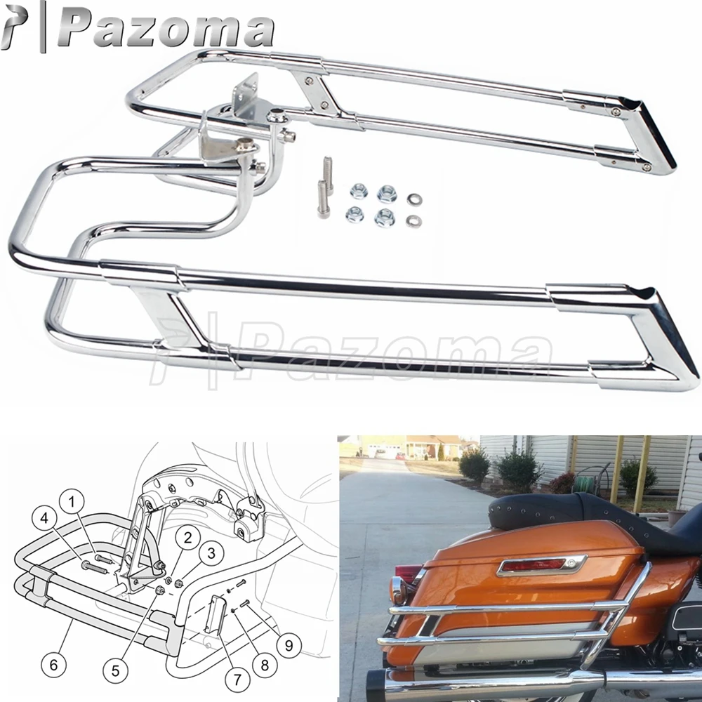 For Harley Touring Extended Saddle bags Saddlebag Guard Steel Rails for Road King Electra Glide Ultra Classic Street 14-up |