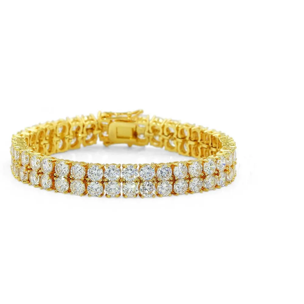 Хип хоп ювелирный браслет медный Золотой Серебряный цветной покрытый кубический