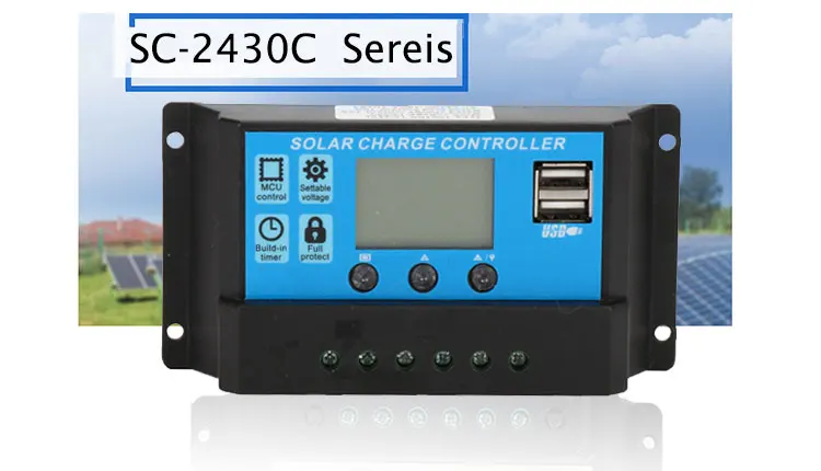 За максимальной точкой мощности, Солнечный Контроллер заряда 12 V/24 V 10/20/30A режимы Auto, PWM 5V Выход Панели солнечные Батарея регулятор с двумя USB портами, ЖК-дисплей Дисплей
