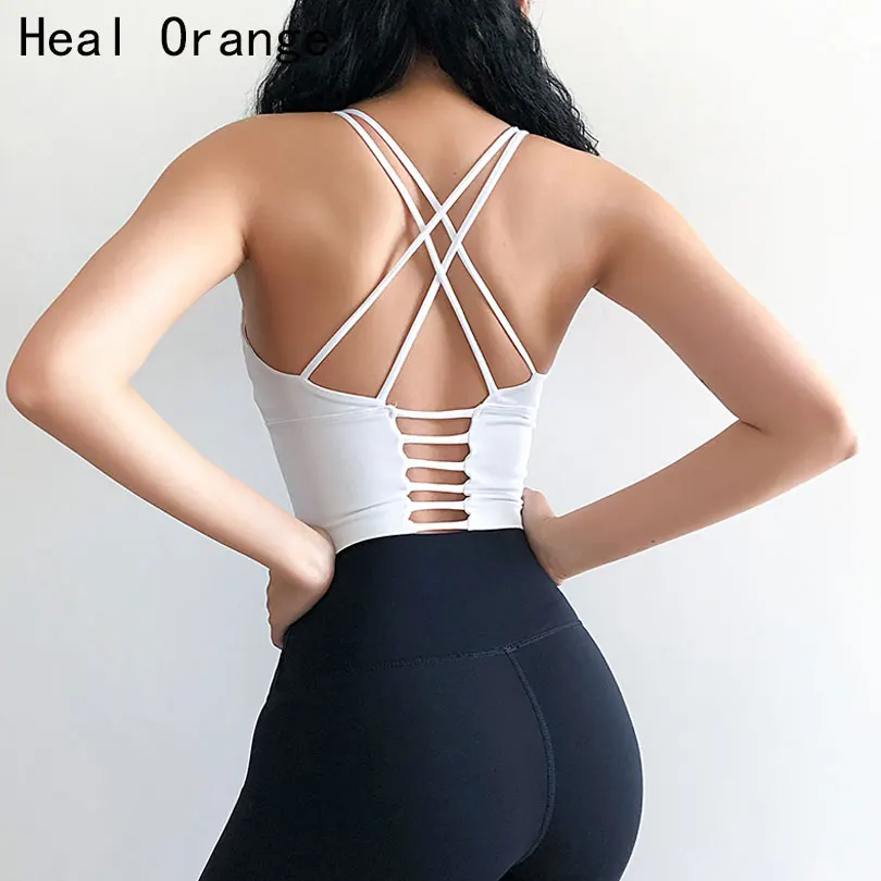 Heal оранжевый спортивный топ, жилет, красота, спортивный бюстгальтер, топ, ударопрочный, для сбора, высокая интенсивность, спорт, Bh, Йога, нижнее белье, фитнес-бюстгальтер