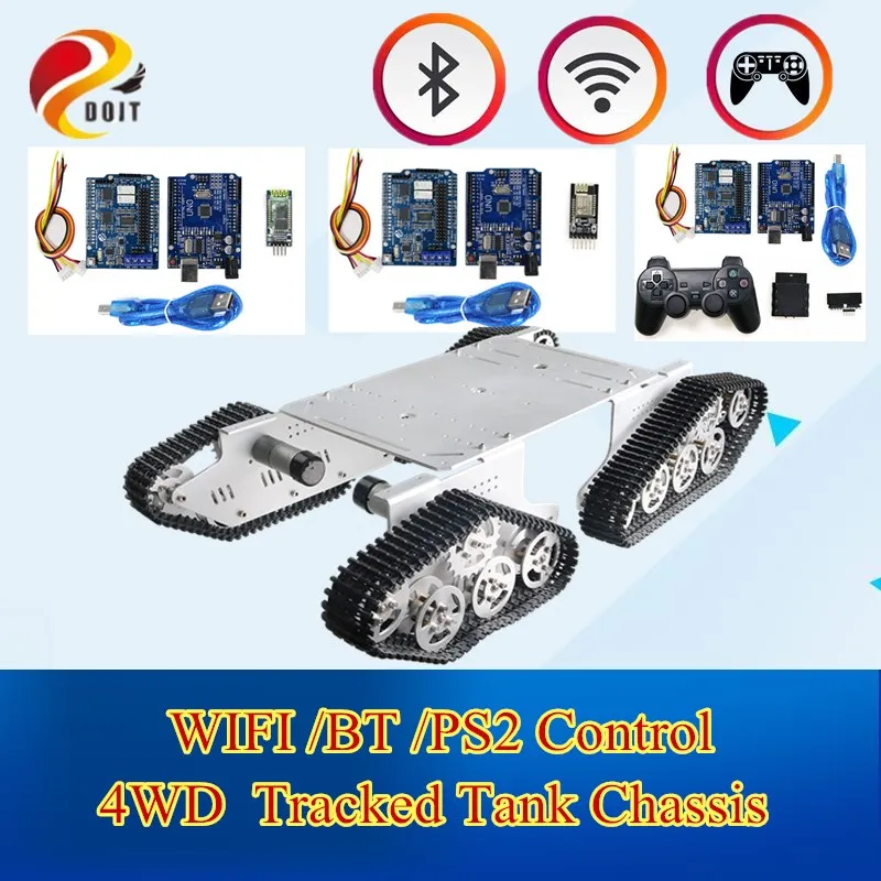Металлическое шасси для танка DOIT T900 с Arduino 4 канальным двигателем постоянного