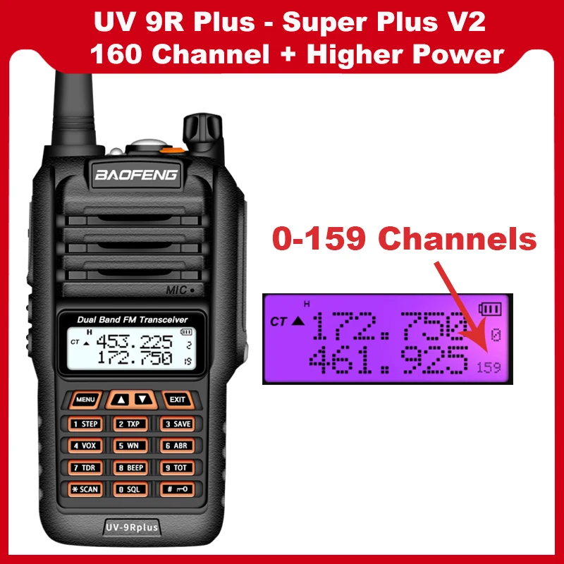 Профессиональная рация Baofeng UV 9R Plus 160 каналов ip67 водонепроницаемая 20 50 км