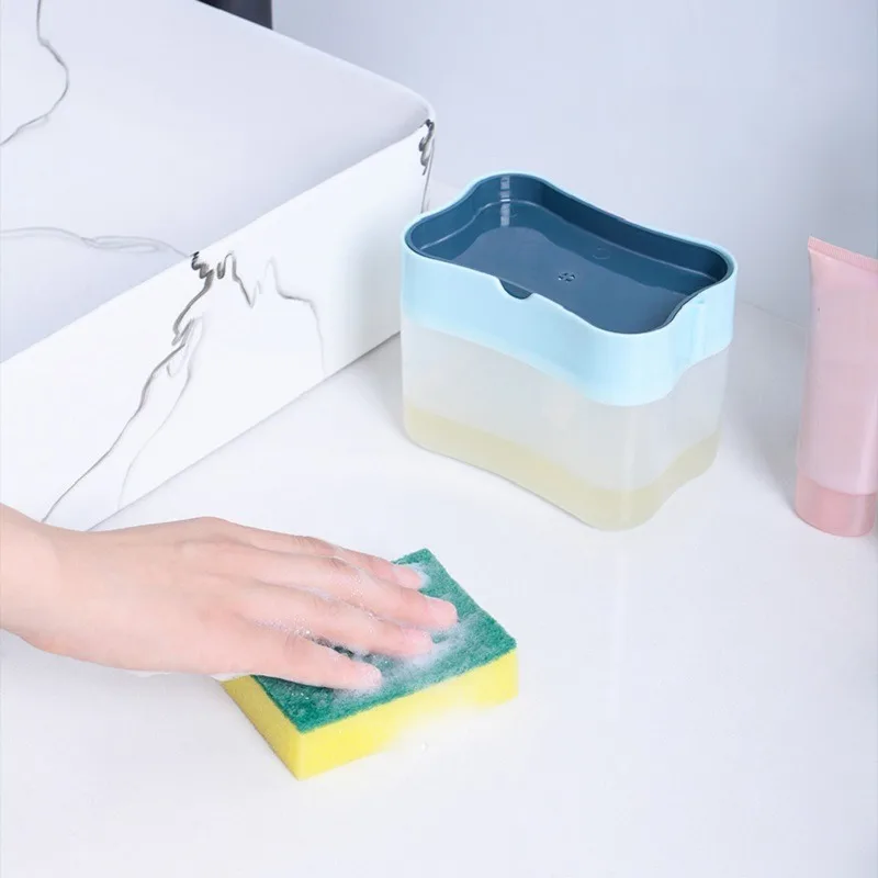 

Soap Pump Dispenser Sponge Holder Cleaning Liquid 2 In 1 Soap Dispenser And Sponge Caddy For Kitchen Sink Countertop