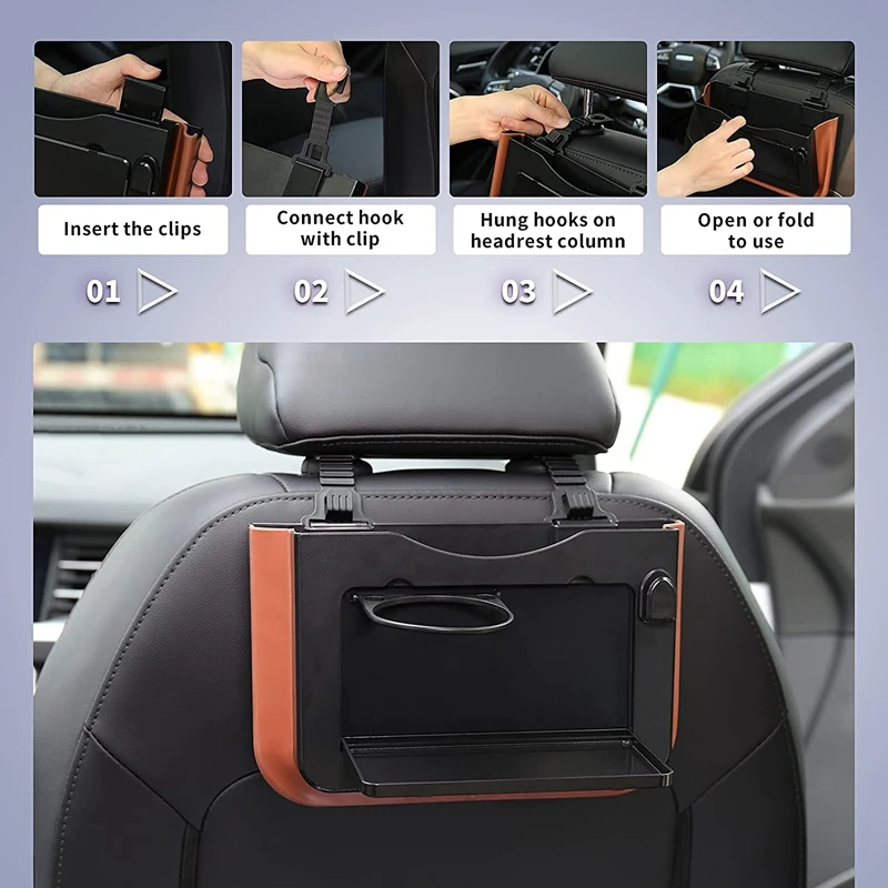 Hanging Car Trash Can Collapsible Portable Waterproof Garbage Bag With Clip And Cup Holder Tray Back Seat Organizer | Автомобили и