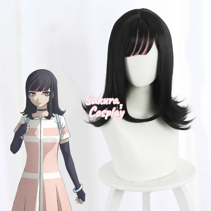 

Anime Akudama Drive Ordinary Person Cosplay Black Pink Mixed Heat Resistant Synthetic Hair Halloween Carnival Party + Wig Cap