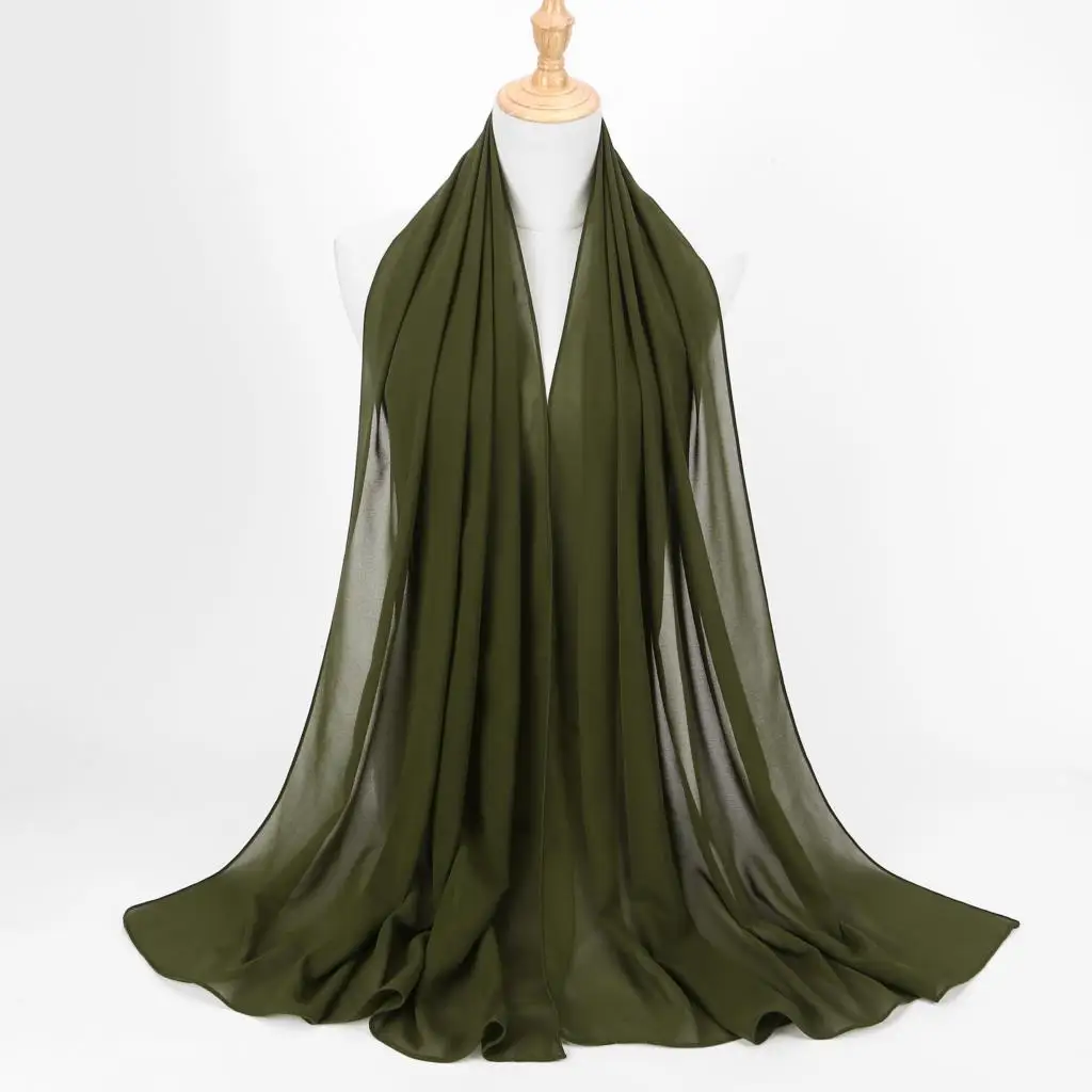Простой женский шарф из пузырькового шифона однотонный хиджаб шаль головной