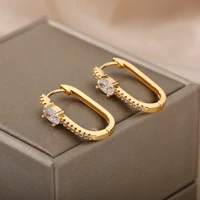 bohomian hoop earrings for women cubic zirconia stainless steel earrings 2022 trend wedding couple jewerly gift bijoux femme