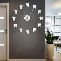 contemporary acrylic mirror effect tooth 3d diy wall clock dentist teeth dental office wall art deco clock watch gift for doctor