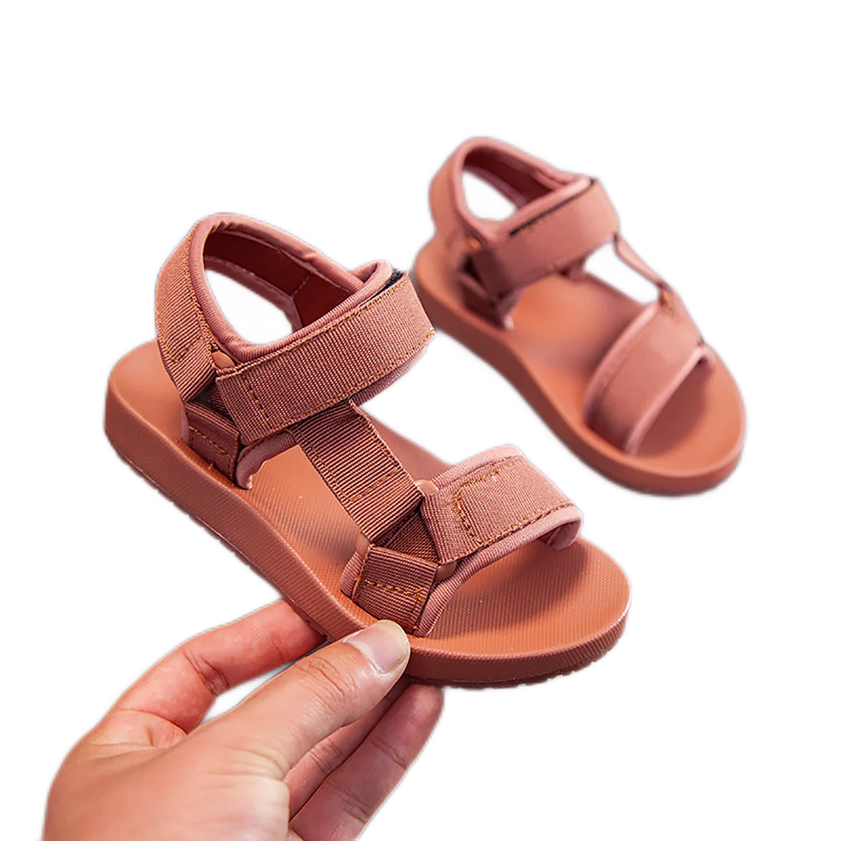 

Boys Sandals Breathable Wear-Resistant Open-Toed Casual Sandals Solid Color Soft Soled Anti-Slip Children Kids Beach Shoes